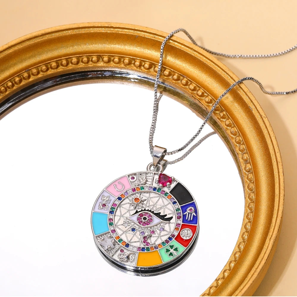 👁️ Juya 18K Gold Plated Greek Evil Eye Charms – Handmade Luxury Pendants with Cubic Zirconia for DIY Jewelry Making