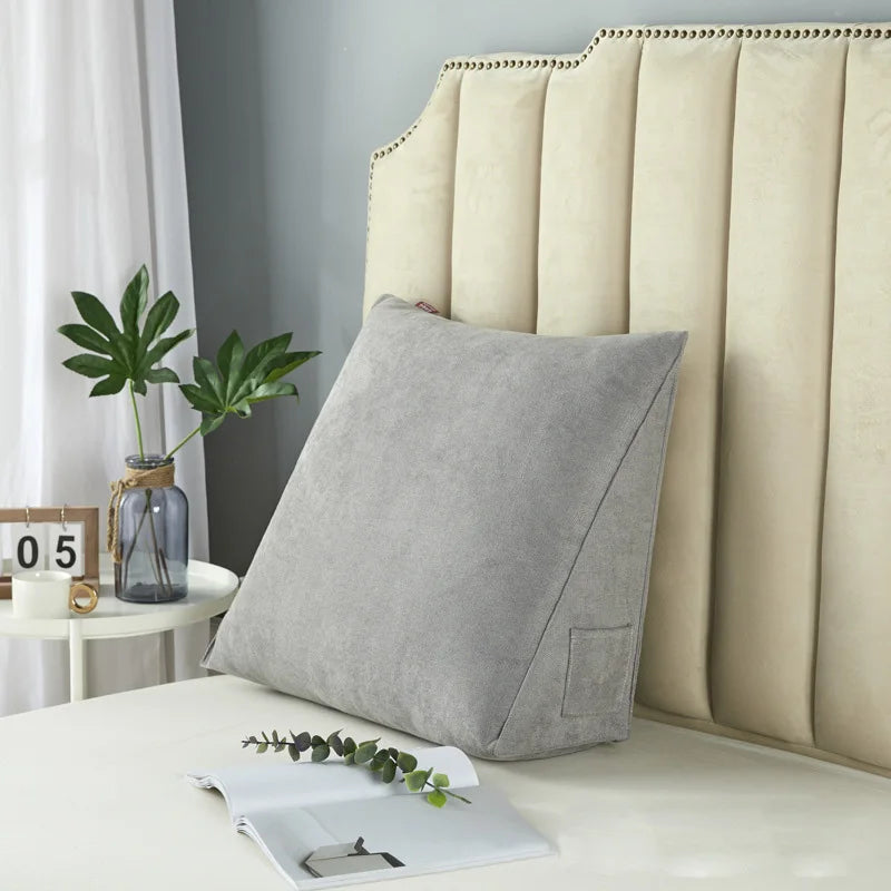 Triangular Reading Pillow with Removable Cover – Bed Rest Wedge Pillow for Back Support