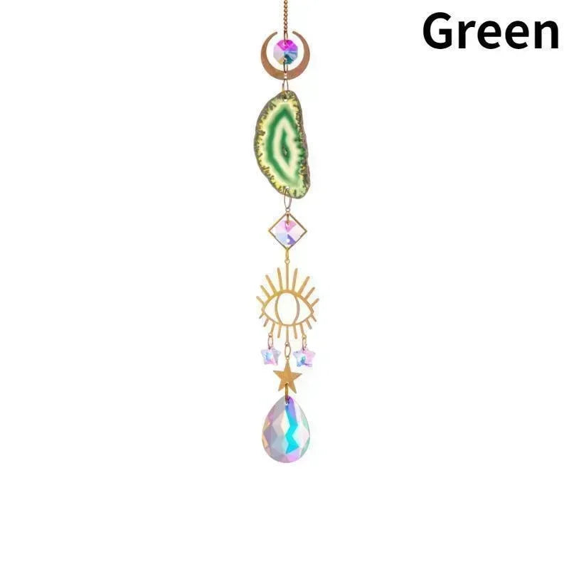 Sun & Moon Crystal Suncatcher – Prism Rainbow Hanging Ornament for Window, Garden, and Patio Decoration