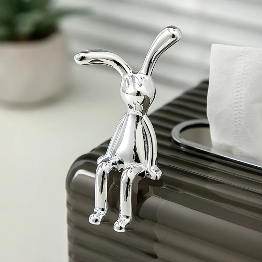 Long-Eared Rabbit Figurine – Decorative Bunny Statue for Home, Center Console & Ornaments
