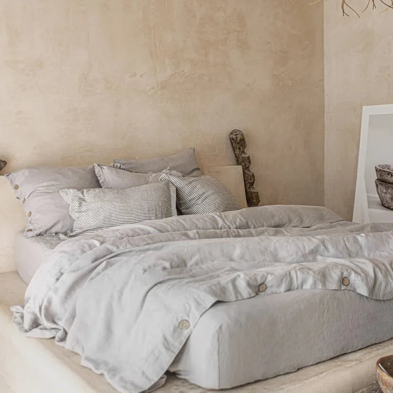 100% Linen Stone-Washed Duvet Cover & Pillowcase