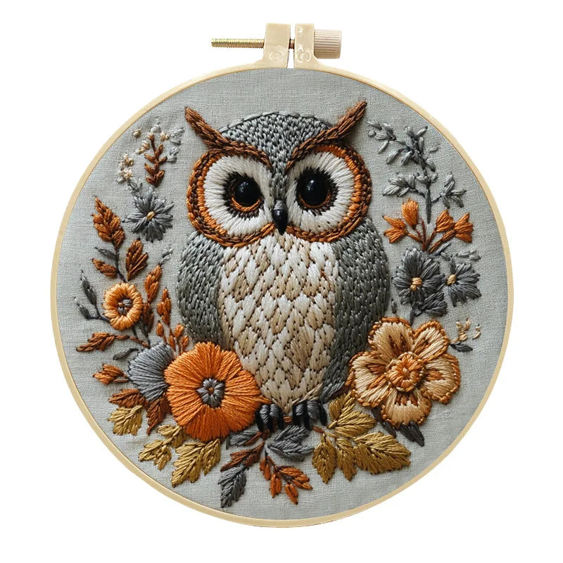 DIY Owl Embroidery Kit for Adults – Complete Cross Stitch Set with Threads, Needle & Guide