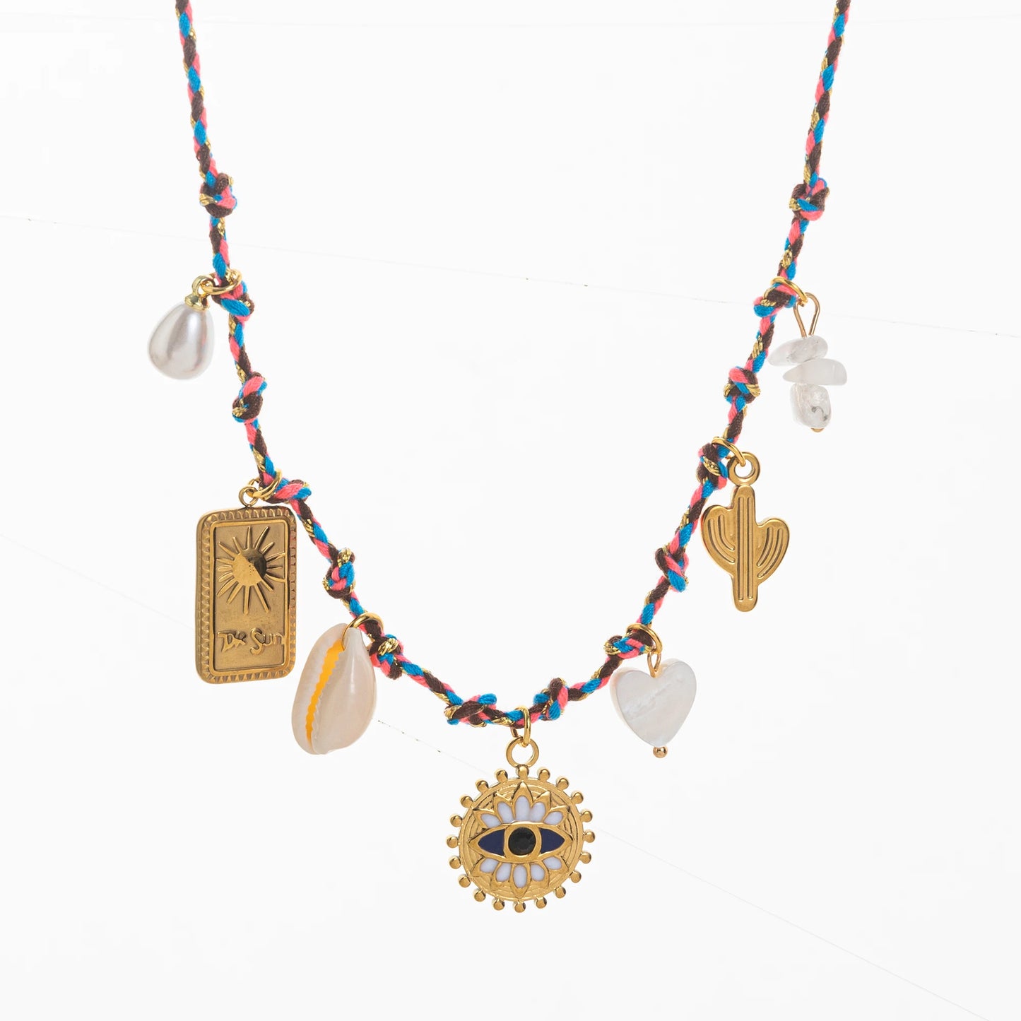 🌟 Summer Sea Starfish & Pearl Pendant Necklace – Colorful Rope, Gold-Platedummer Sea Love Pendant Necklace – Starfish & Pearl Colorful Dopamine Rope, Gold-Plated Romantic Jewelry