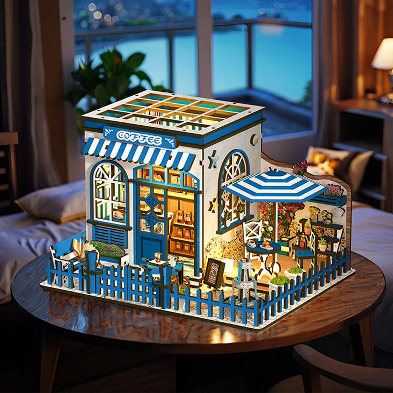 Handmade Santorini Coffee House Miniature
