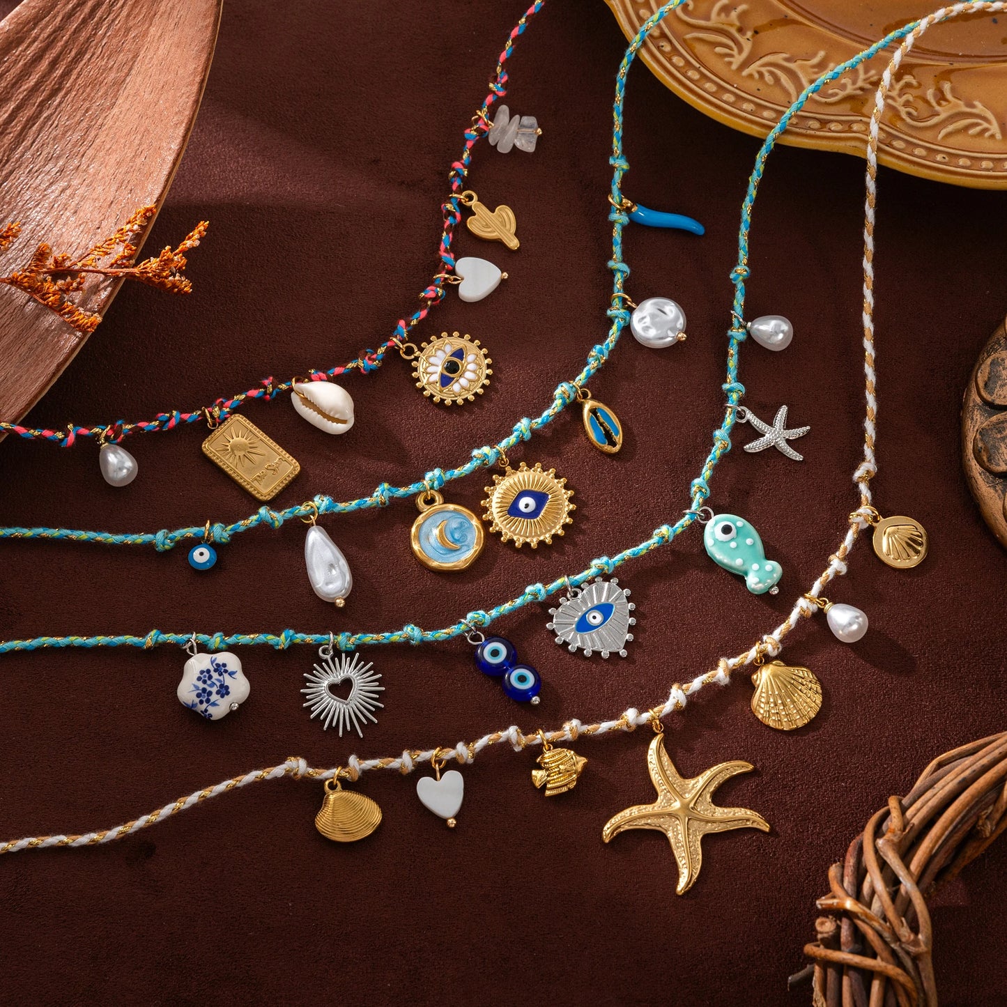 🌟 Summer Sea Starfish & Pearl Pendant Necklace – Colorful Rope, Gold-Platedummer Sea Love Pendant Necklace – Starfish & Pearl Colorful Dopamine Rope, Gold-Plated Romantic Jewelry