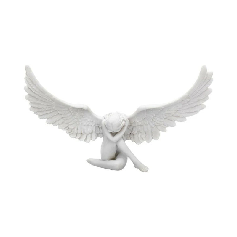 Grieving Angel Figurine – Resin Memorial Garden Statue with Angel Wings