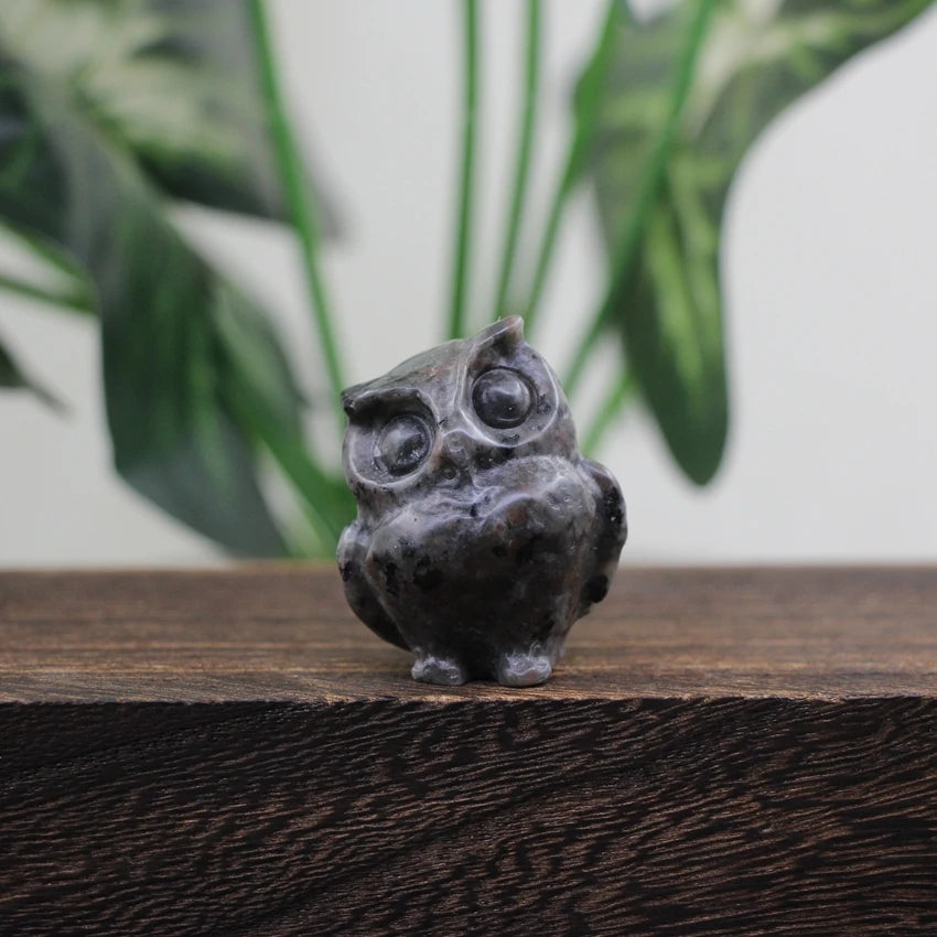Hand Carved Gemstone Owl Statue – Mini Crystal Quartz Figurine, Healing Animal Ornament for Home & Office Décor Gifts"