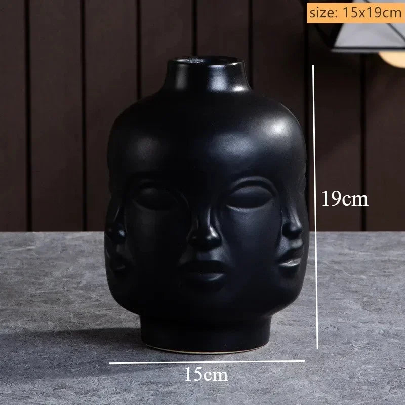 Artistic Ceramic Face Vase – Handmade Sculpture for Flowers, Candles & Decorative Storage