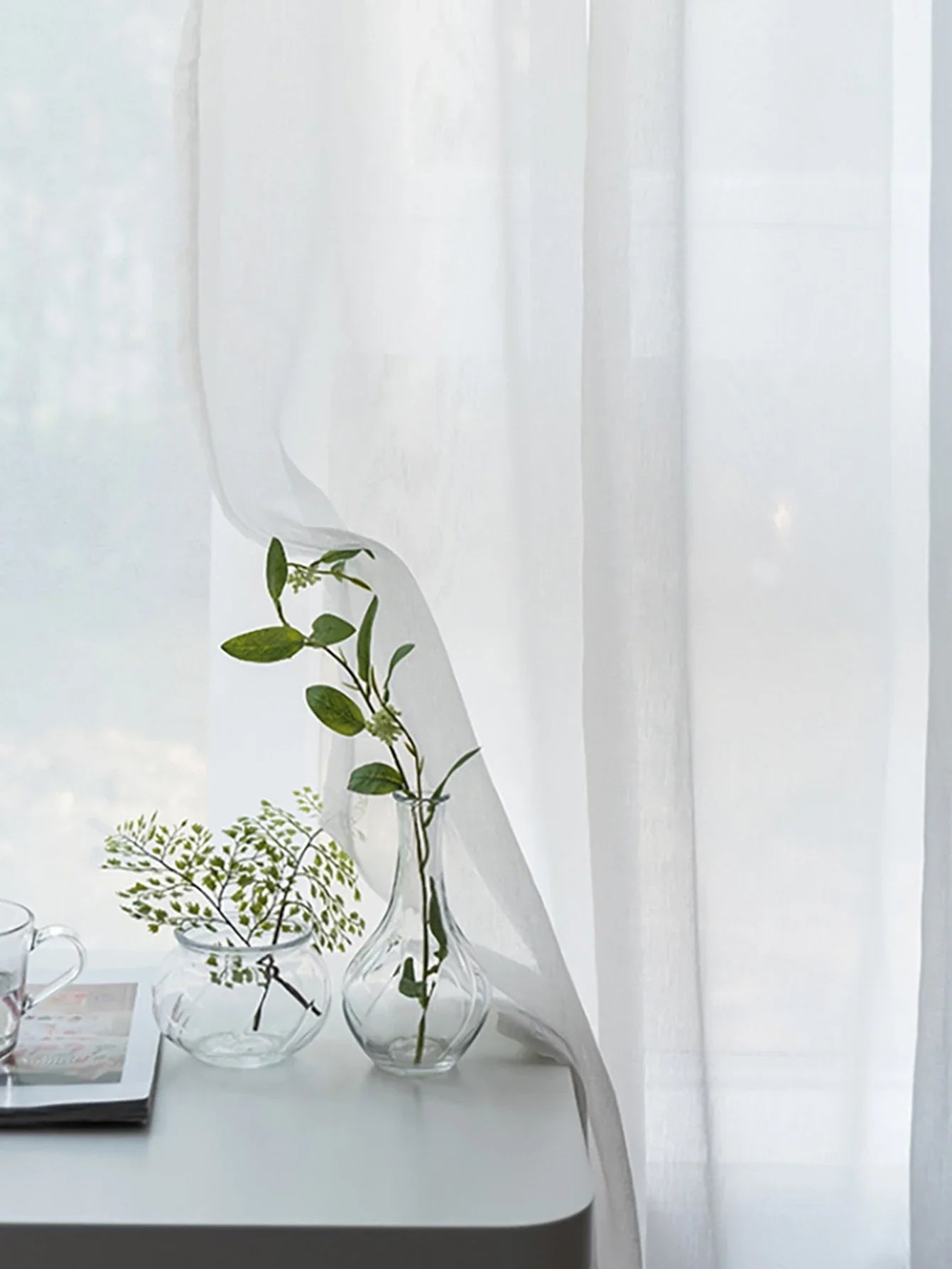 Modern Solid Color Sheer Curtain – Grommet Top Window Panel for Living Room, Bedroom, or French Windows