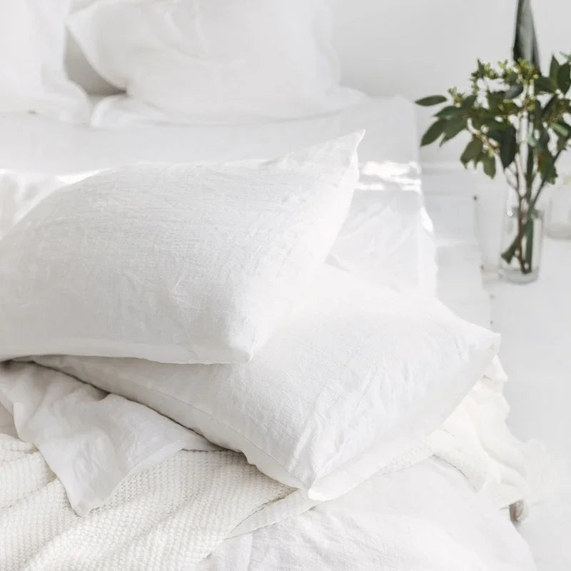 100% Linen Pillowcases – Washed Flax Pillow Shams with Envelope Closure, Soft Breathable Luxury Covers (No Insert)"