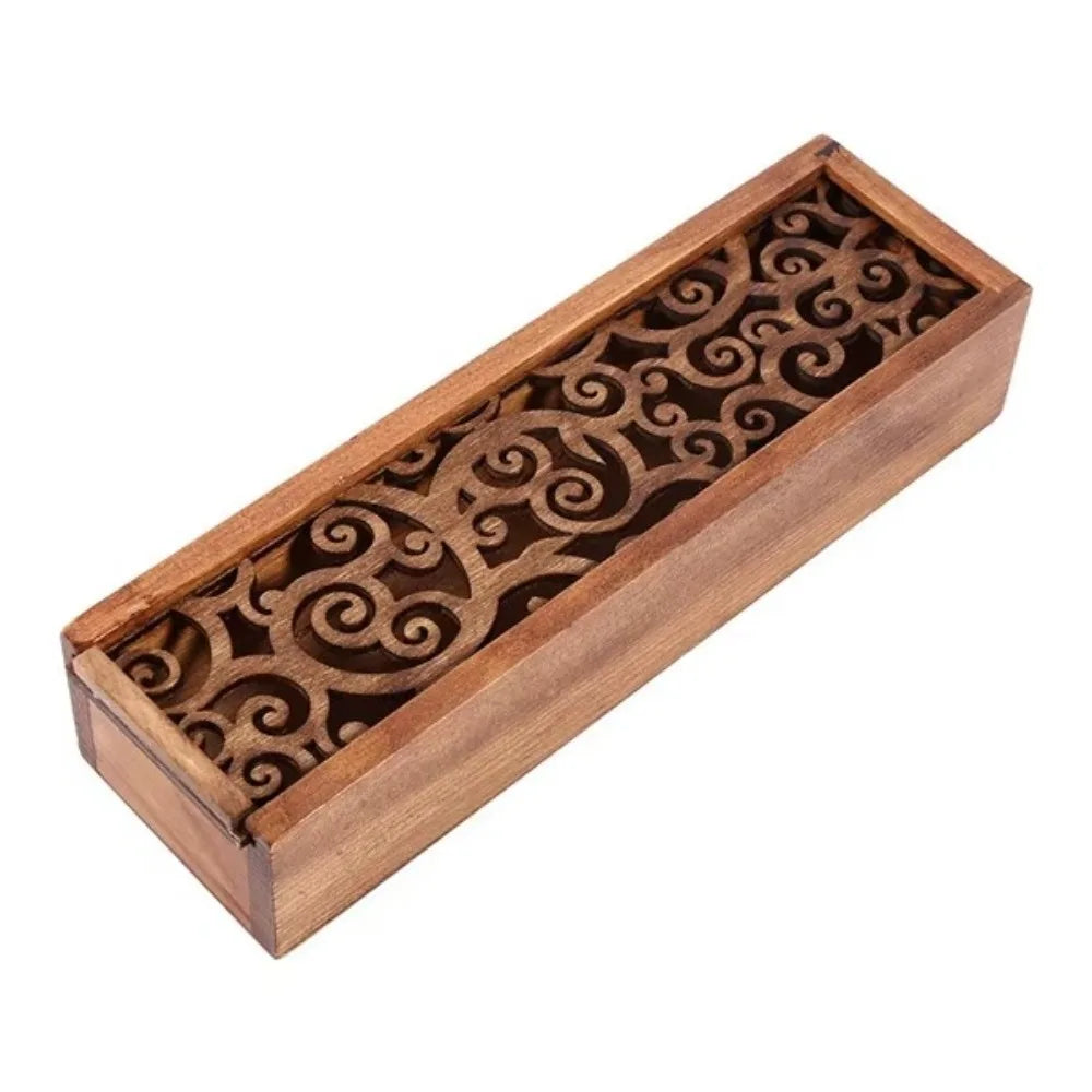 🏷️ Product Title:  Portable Wooden Pencil Box – Hollow Retro Multifunctional Stationery Case – Durable Desk Organizer & Storage Accessory