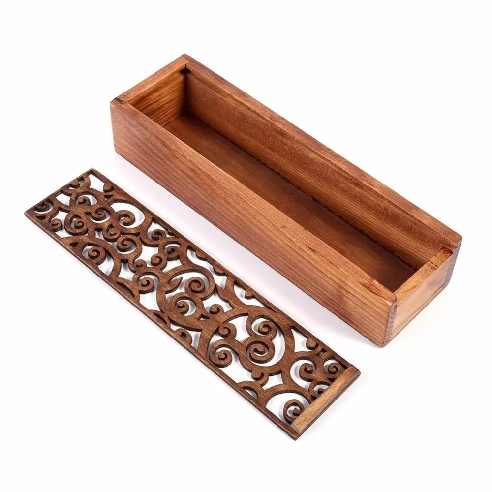 🏷️ Product Title:  Portable Wooden Pencil Box – Hollow Retro Multifunctional Stationery Case – Durable Desk Organizer & Storage Accessory