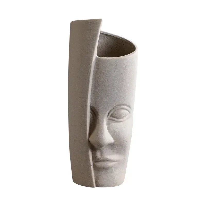 Artistic Ceramic Face Vase – Handmade Sculpture for Flowers, Candles & Decorative Storage