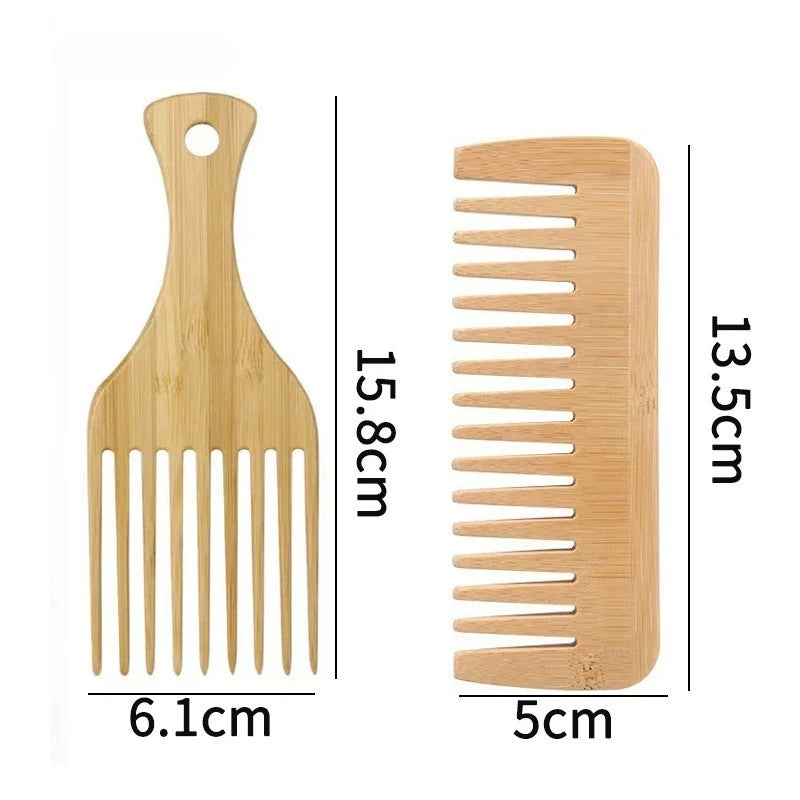 🌿 Natural Bamboo Wooden Hair Comb – Anti-Static Wide Tooth & Styling Tool