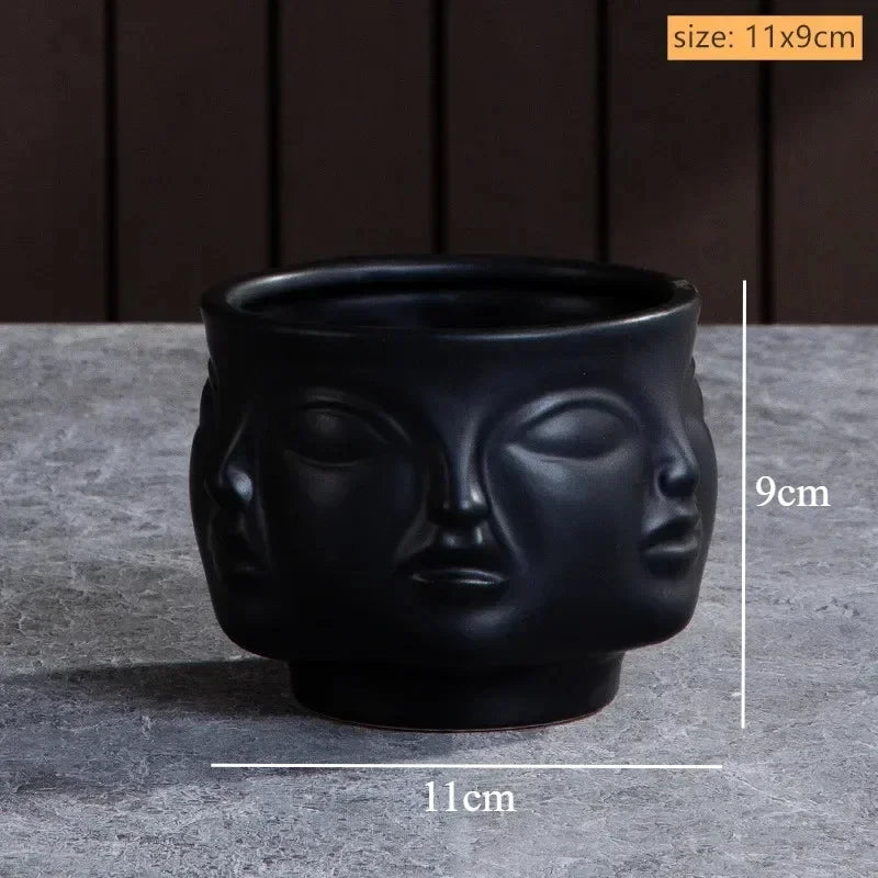Artistic Ceramic Face Vase – Handmade Sculpture for Flowers, Candles & Decorative Storage
