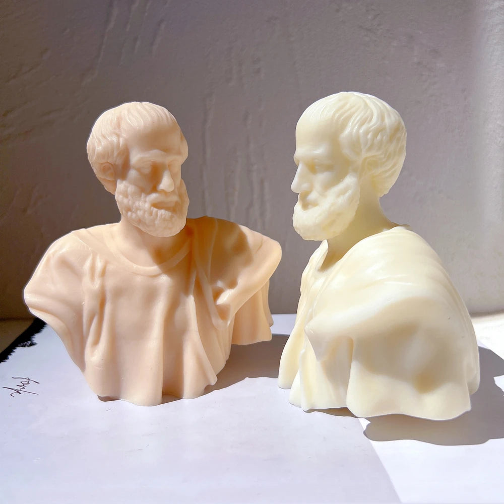 Aristotle Statue Candle Mold – Greek Philosopher Bust Silicone Mold for Wax Sculpture & Tabletop Decor