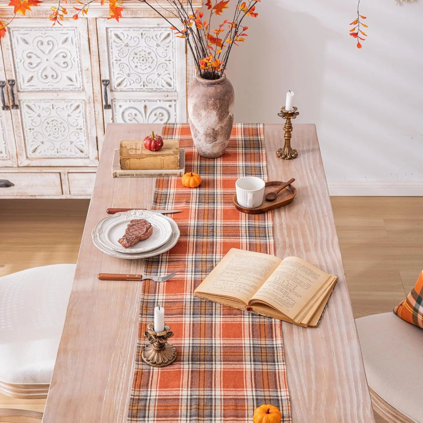 🍂 Fall Rust Orange Linen Doilies & Farmhouse Table Decor