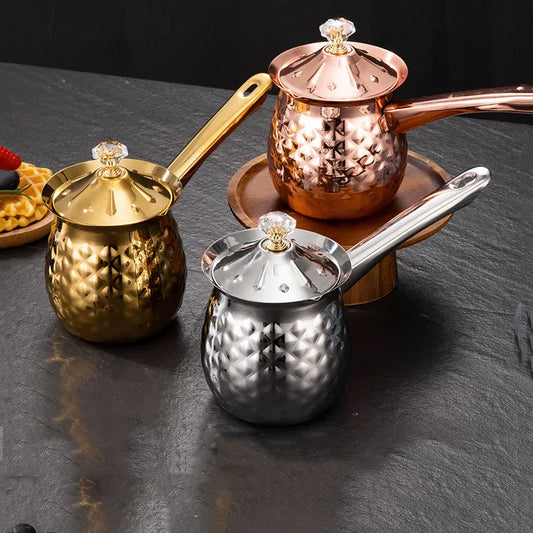 Greek Style Coffee Pot – Stainless Steel Small Milk Warmer with Handle