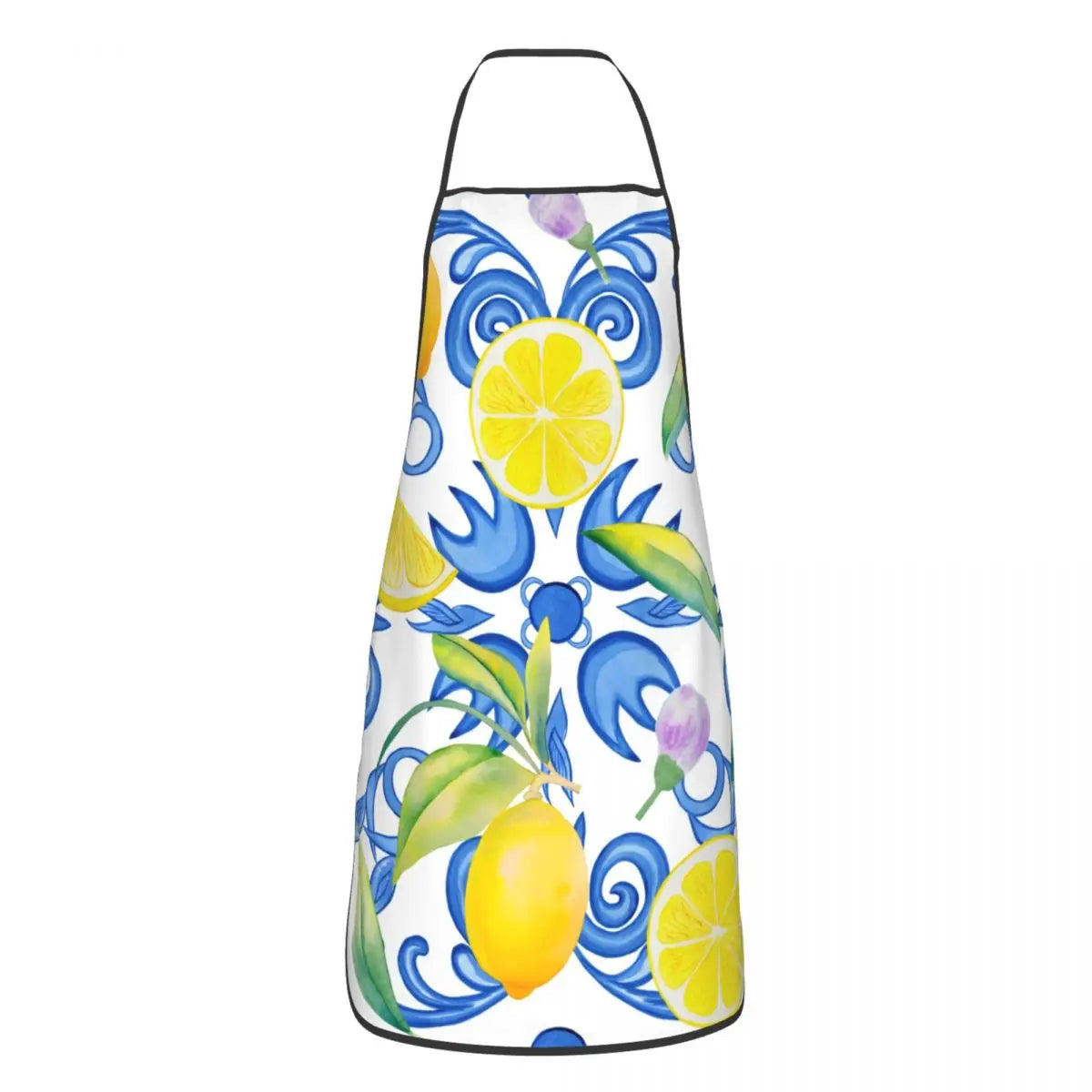 Custom Sicilian Tiles Summer Fruit Apron – Oranges & Lemons Bib for Women & Men, Unisex Kitchen Cooking Tablier