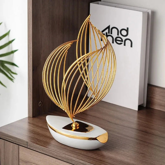 Contemporary Abstract Art Sculpture – Ceramic and Metal Decorative Piece for Interior Styling