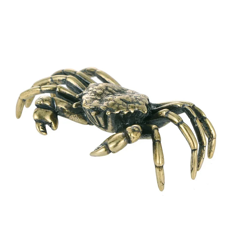 🦀✨ Pure Brass Crab Figurine – Vintage Copper Miniature Decor