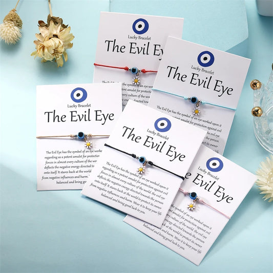 Unisex Evil Eye Amulet Bracelet – Blue Wax Rope, Adjustable & Lucky Friendship Jewelry