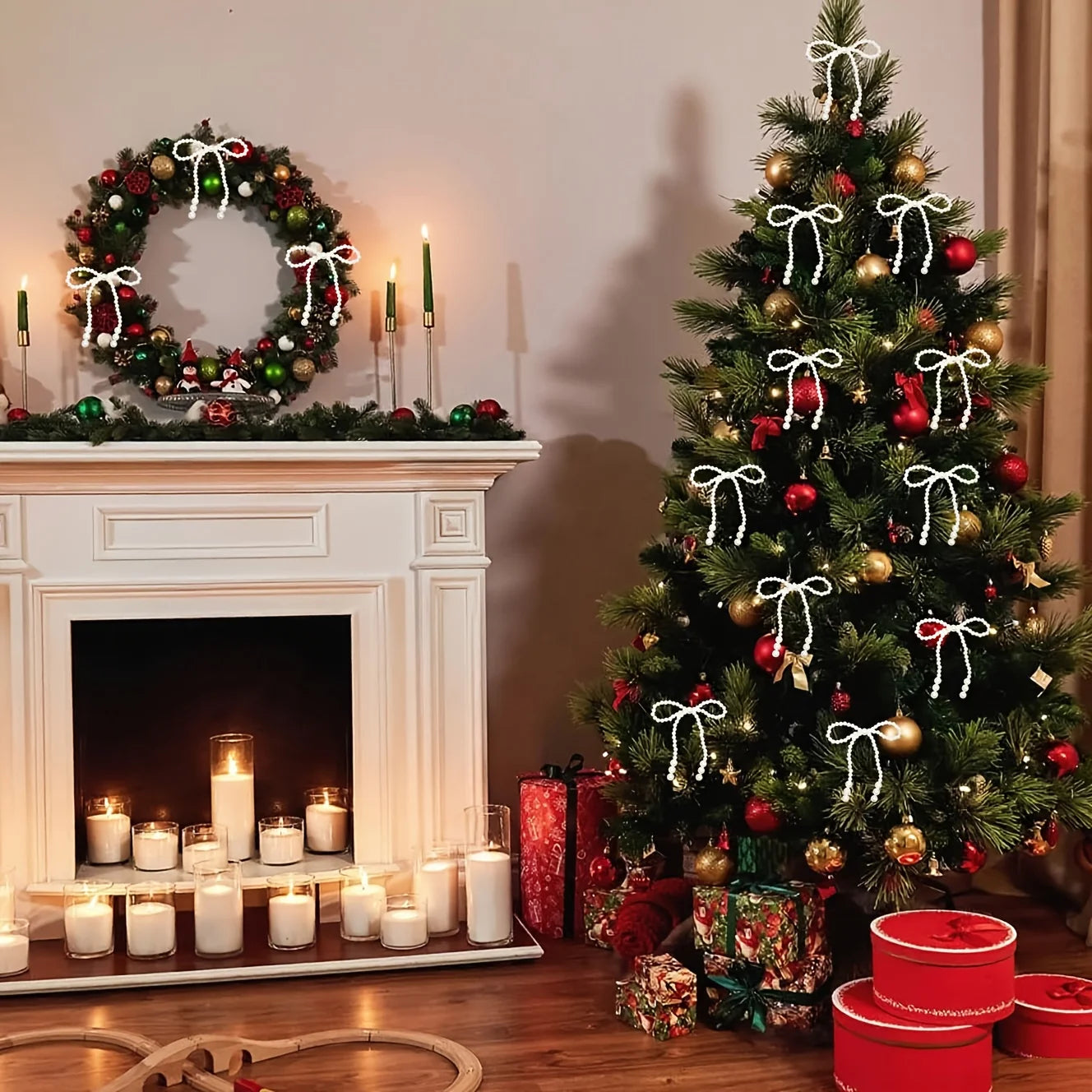 🎀 Elegant Christmas Bow Decorations - 12 Pcs Twist Tie Set