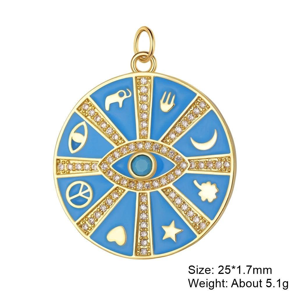 👁️ Juya 18K Gold Plated Greek Evil Eye Charms – Handmade Luxury Pendants with Cubic Zirconia for DIY Jewelry Making
