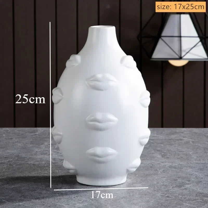 Artistic Ceramic Face Vase – Handmade Sculpture for Flowers, Candles & Decorative Storage