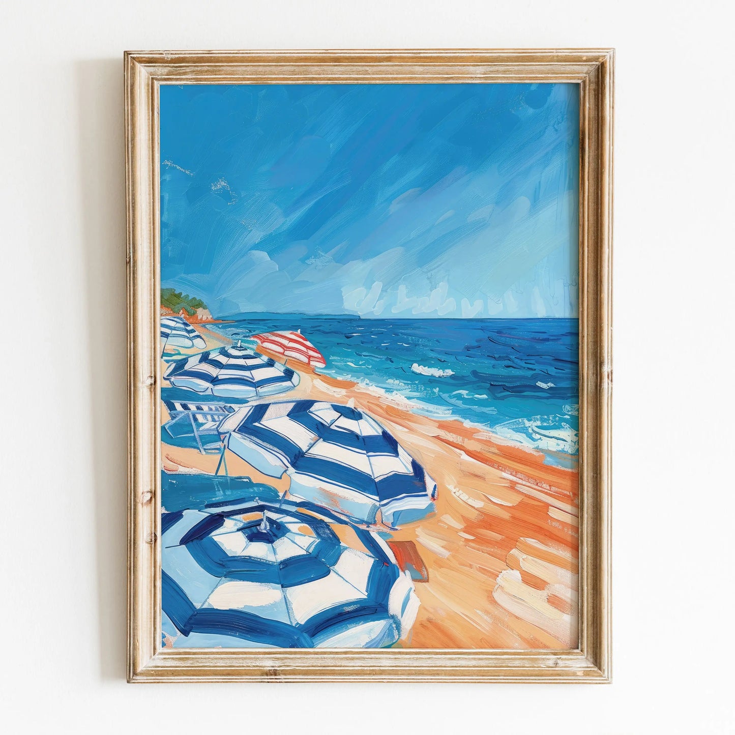 🌴 Greek Summer Beach Canvas Wall Art – Modern Coastal Decor