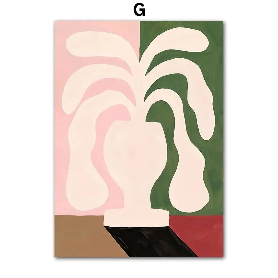 Contemporary Abstract Wall Art – Flower Vase & Girl Canvas for Living Room Decor