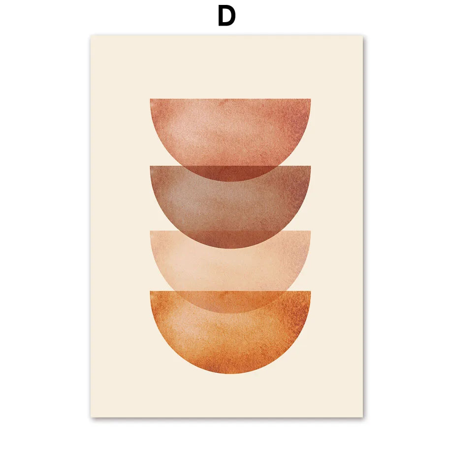 🖼️ Sun Moon Rainbow Leaf Geometry Wall Art – Abstract Canvas Prints for Bedroom & Living Room Decor