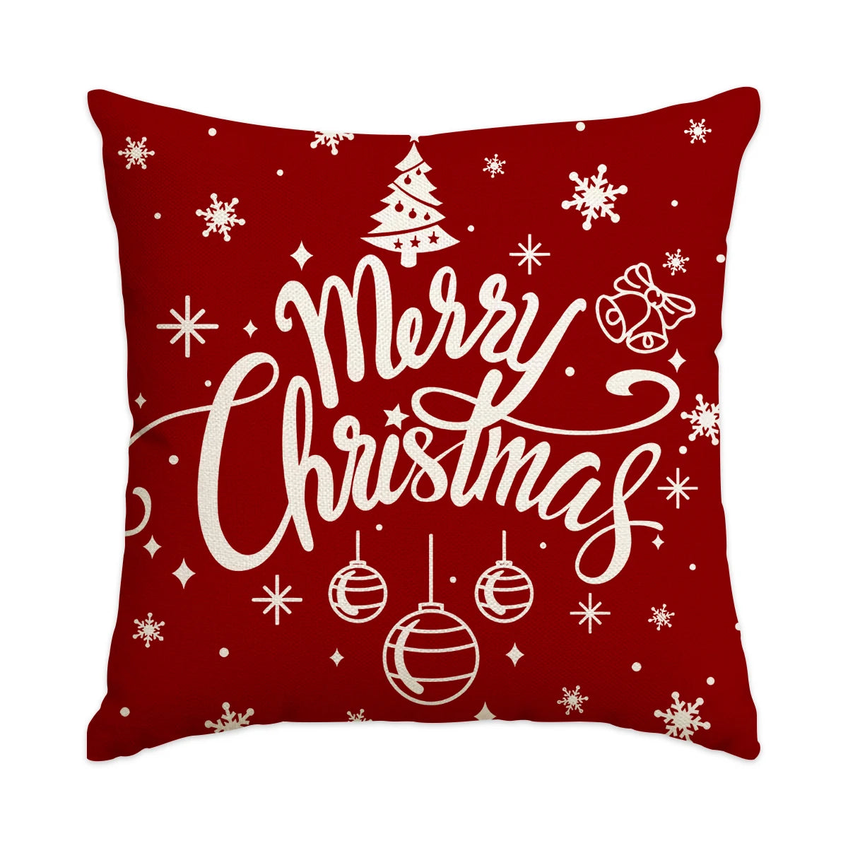 ❄️Red Snowflake & Letter Printed Christmas Pillow Covers (1/4pcs) - Festive Holiday Cushion Decor 🎄