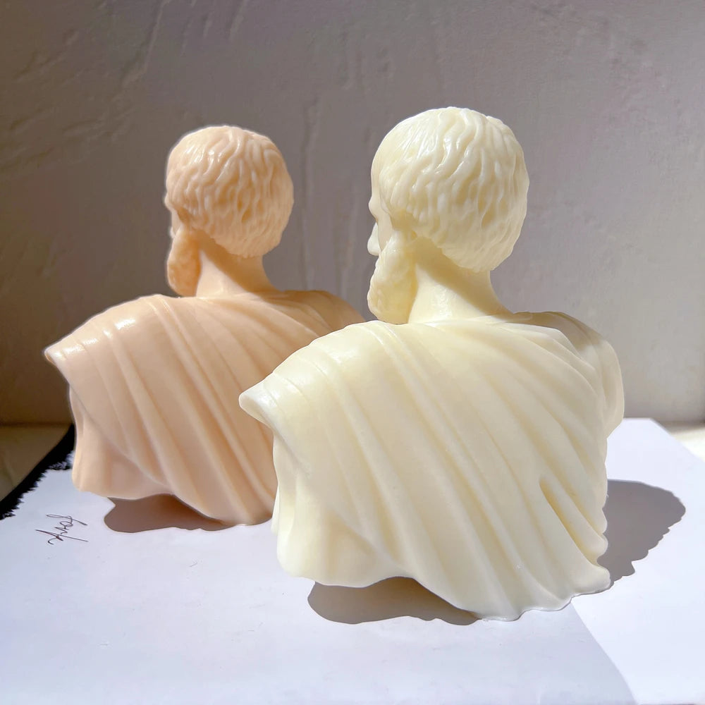 Aristotle Statue Candle Mold – Greek Philosopher Bust Silicone Mold for Wax Sculpture & Tabletop Decor