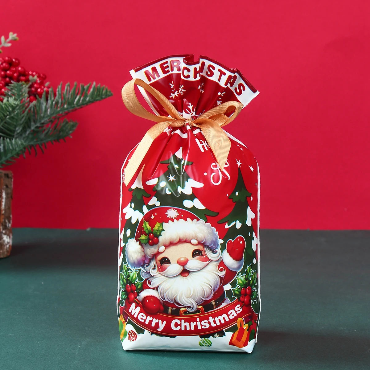 🎅 Christmas Drawstring Gift Bags - Santa & Navidad Packing Set