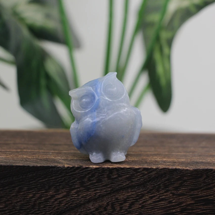 Hand Carved Gemstone Owl Statue – Mini Crystal Quartz Figurine, Healing Animal Ornament for Home & Office Décor Gifts"