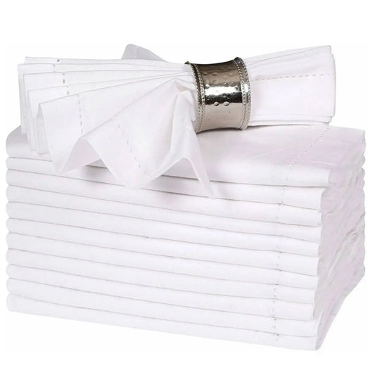 Set of 6 Hemstitched Natural Linen Napkins – Christmas Cloth, Washable Flax Dinner Napkins
