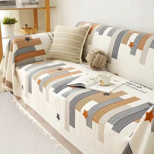 Universal One-Piece Sofa Cover – Cotton Linen or Faux Leather, Anti-Slip, Modern Simple Style Home Fabric