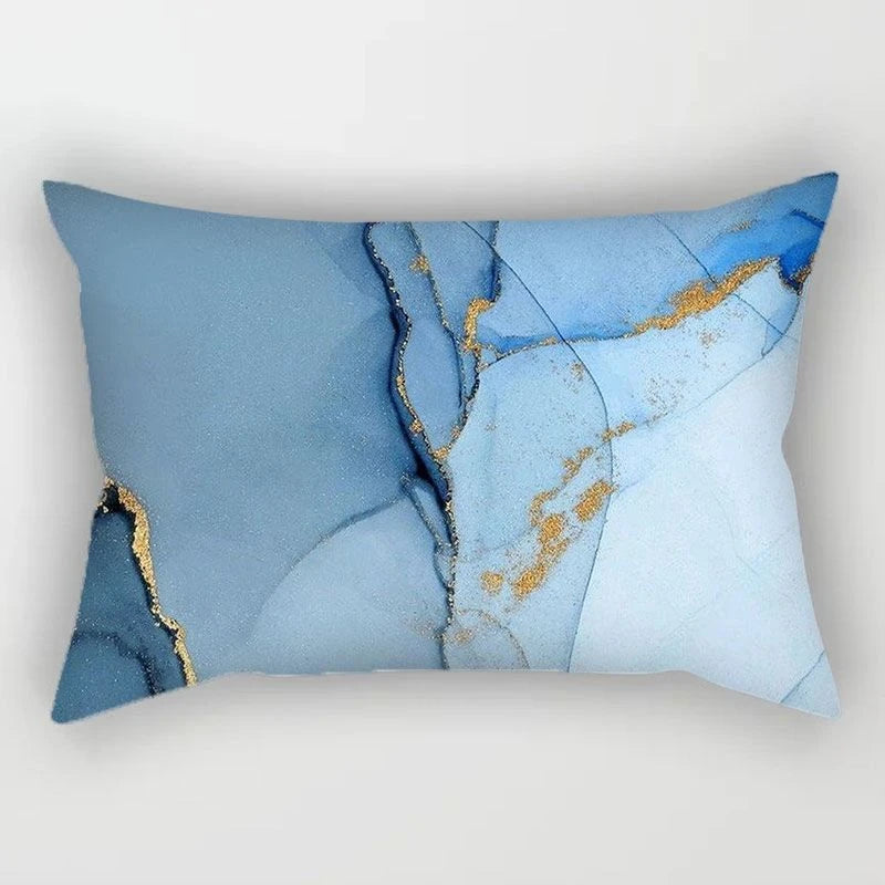 Luxury Blue Rectangle Pillow – Modern Geometric Accent for Sofa or Couch