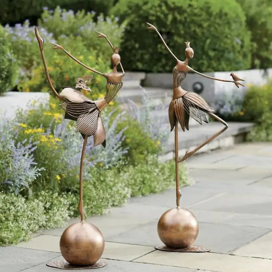 💃 Vintage Dancing Girl Metal Garden Statue