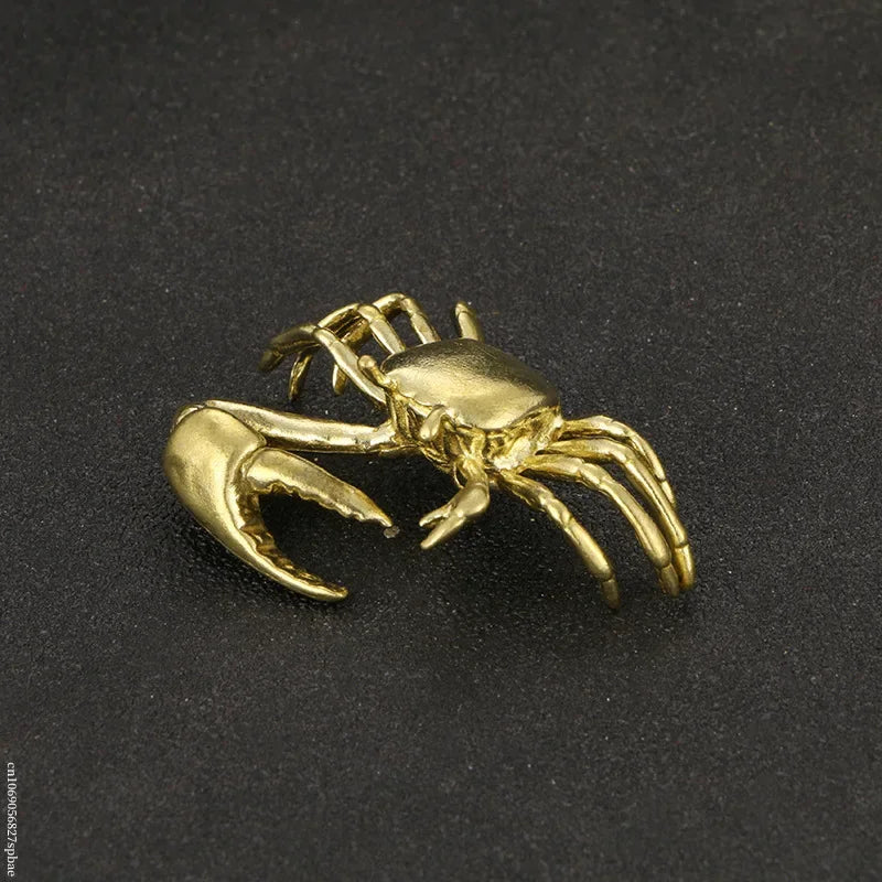🦀✨ Pure Brass Crab Figurine – Vintage Copper Miniature Decor