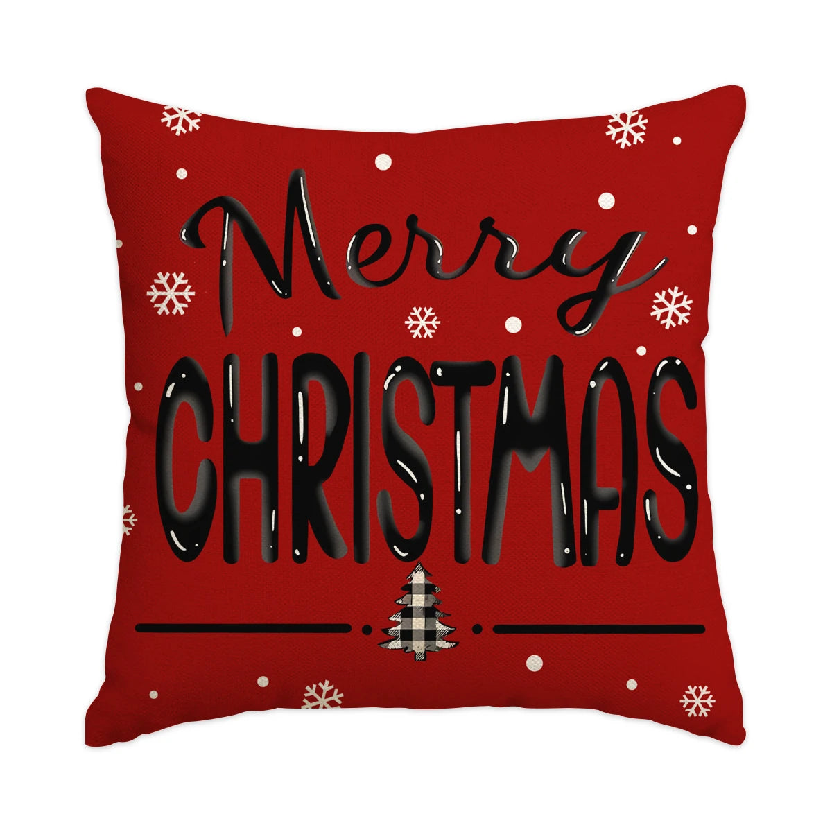 ❄️Red Snowflake & Letter Printed Christmas Pillow Covers (1/4pcs) - Festive Holiday Cushion Decor 🎄