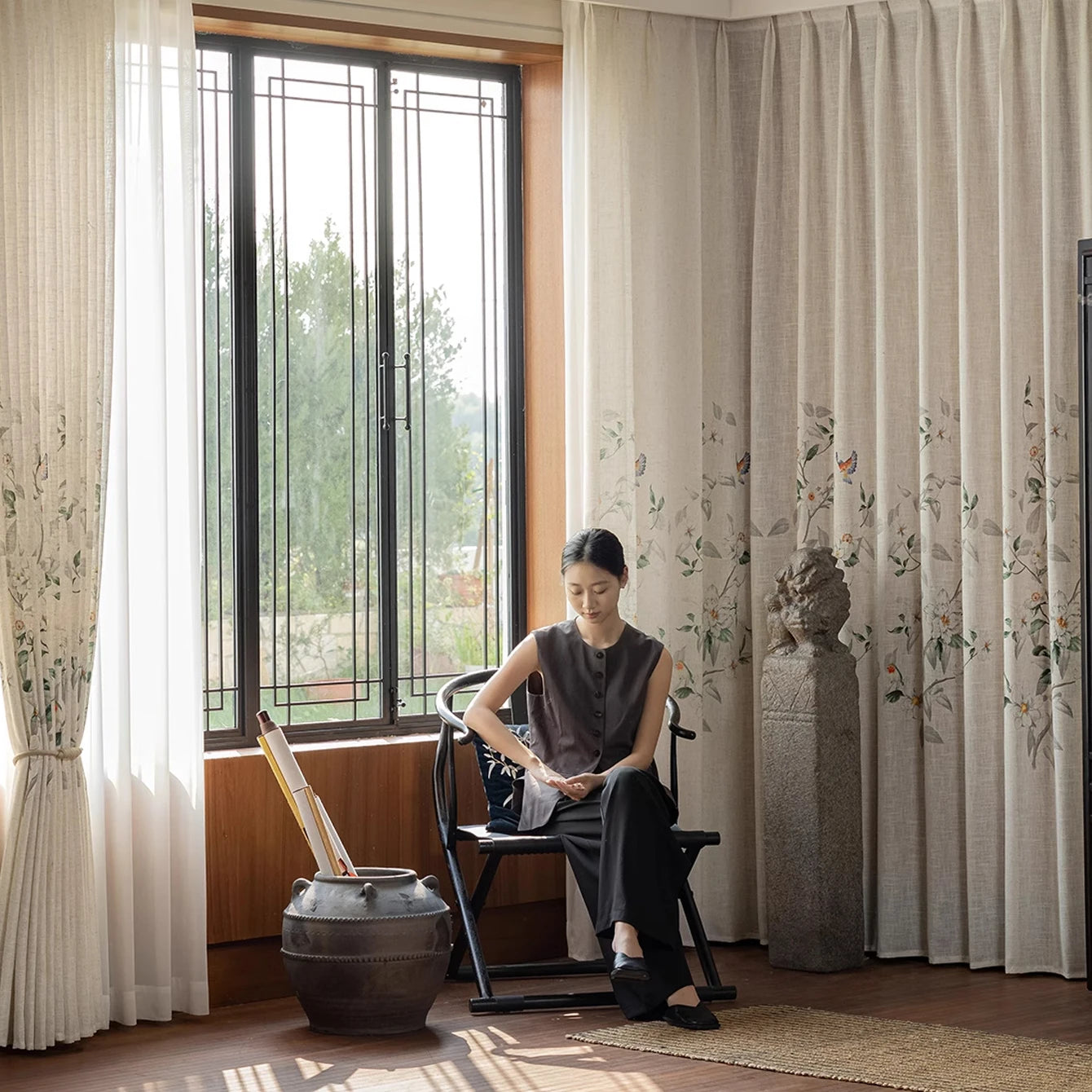 🌸 Song-Style Aesthetic Gauze Curtain (2025 Luxury Model) 🌸