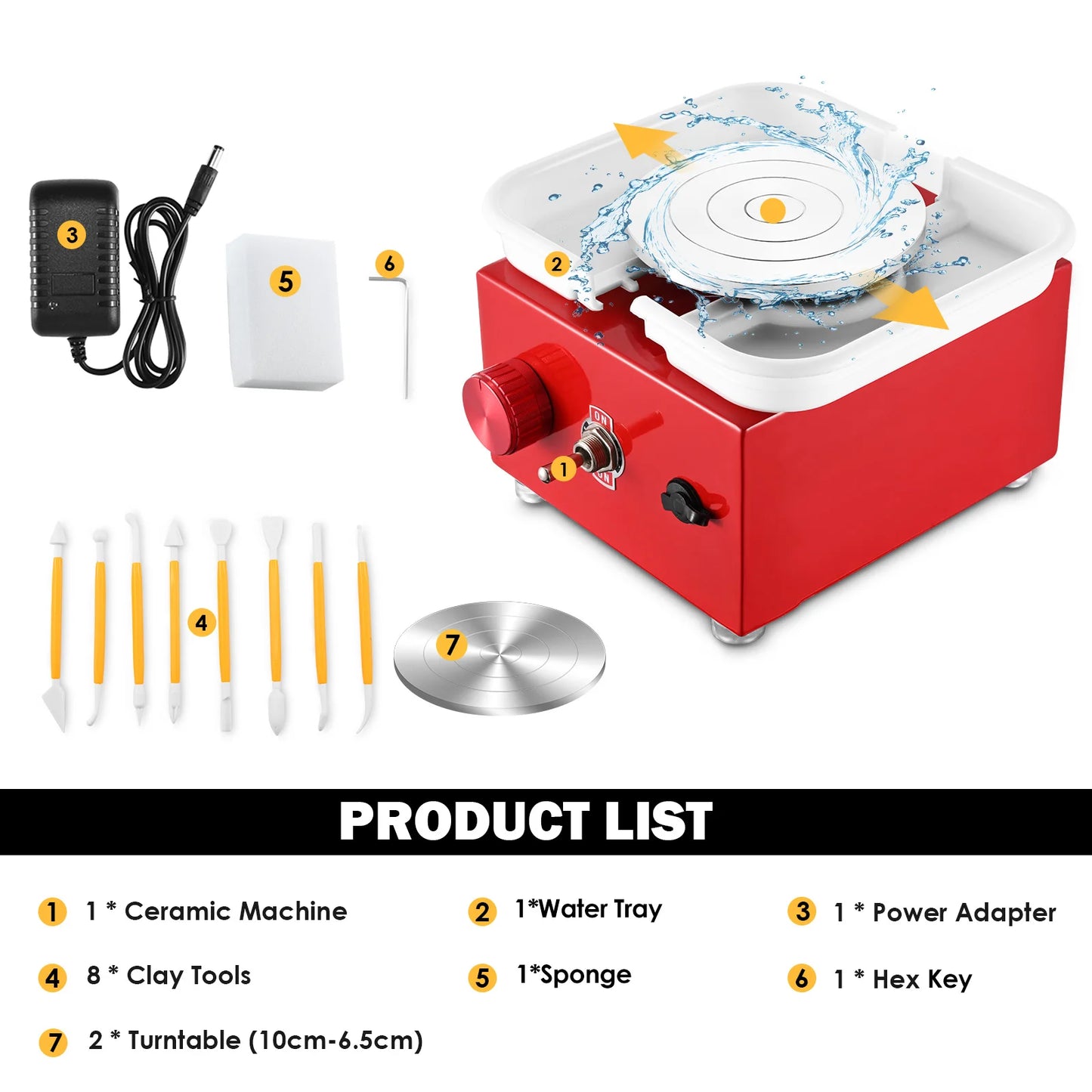 DIY Electric Pottery Wheel Set – Dual Turntables, Clay Tools & ABS Basin for Beginners
