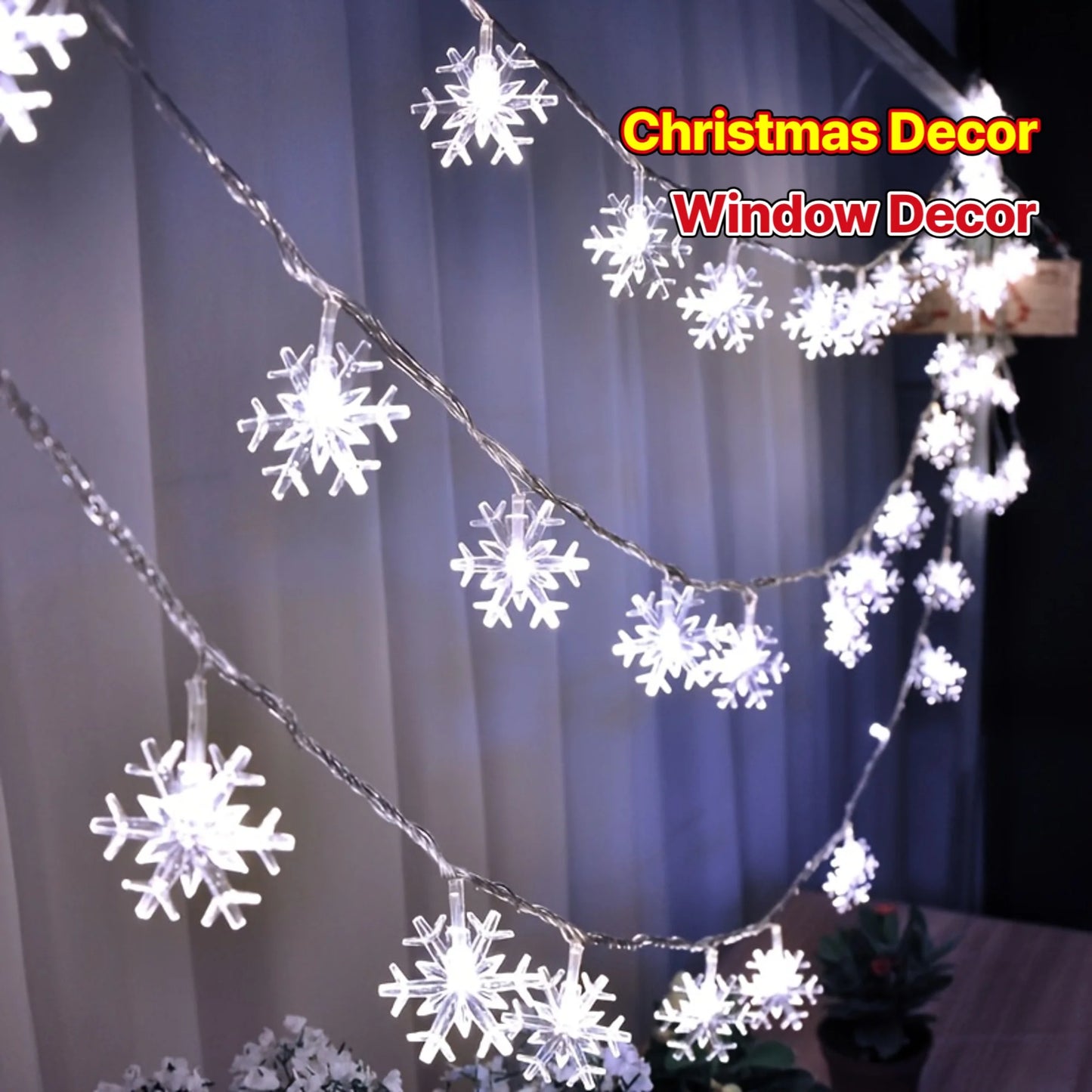❄️✨ Dazzling LED Snowflake Garland Lights - Christmas Tree & Home Decor 2025! 💡