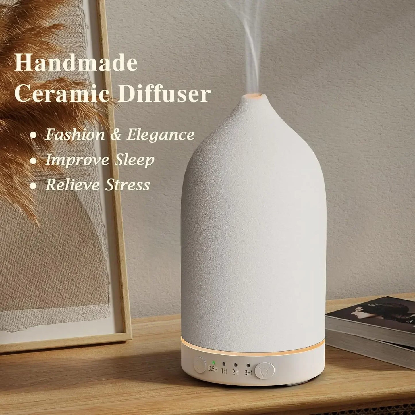 Aromatherapy Ceramic Diffuser 100ml – Ultrasonic Humidifier with LED & Timer
