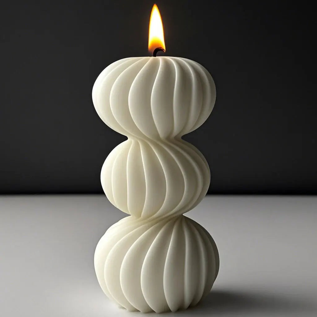 🕯️ Striped Orb Scented Candle Silicone Mold – DIY Geometric Rotating Orb for Plaster, Resin & Handmade Candle Making