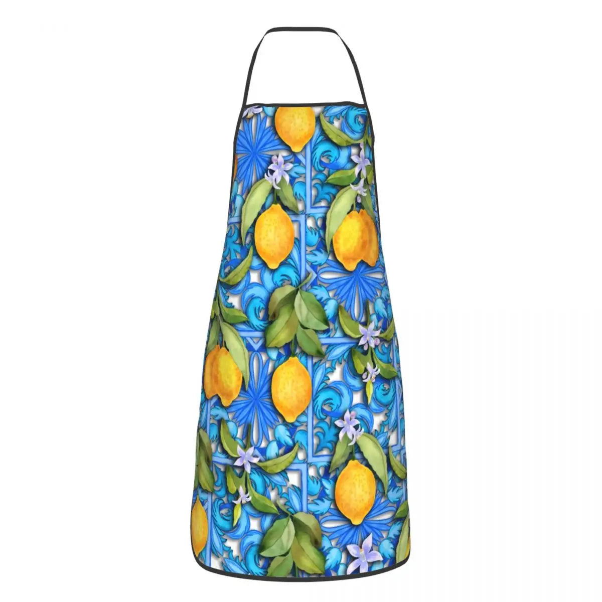 Custom Sicilian Tiles Summer Fruit Apron – Oranges & Lemons Bib for Women & Men, Unisex Kitchen Cooking Tablier