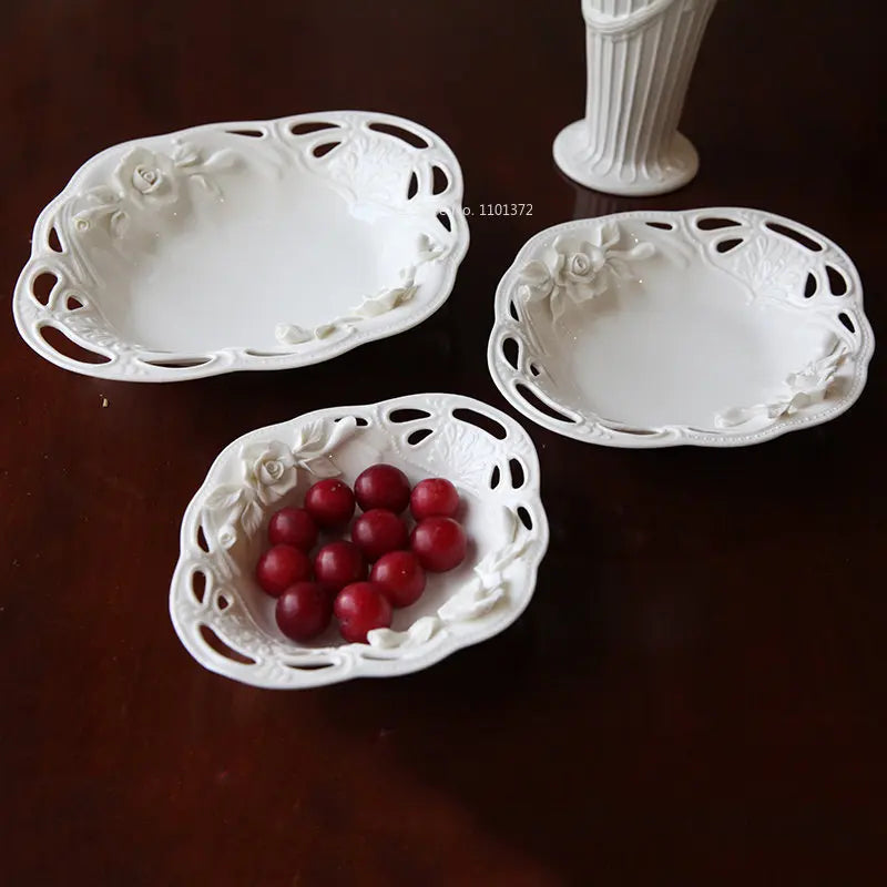 🌹 Exquisite Hand-Painted Rose Ceramic Dinner Set