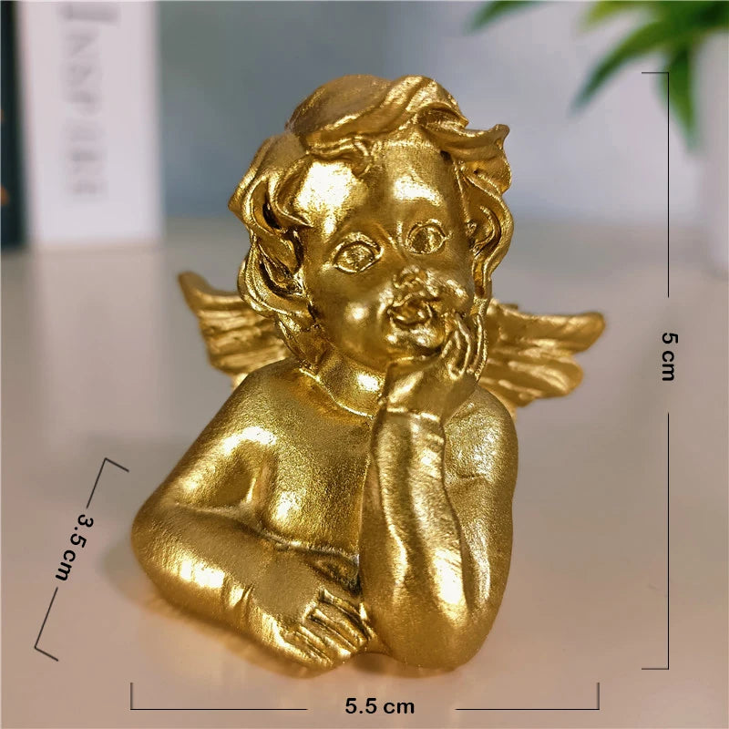 Golden Angel Fairy Figurine – Resin Craft Little Girl Statue for Wedding, Home Décor & Prayer Ornament
